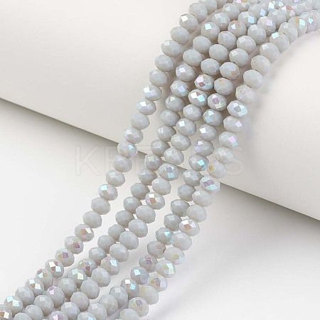 Electroplate Opaque Solid Color Glass Beads Strands EGLA-A034-P8mm-L16-1