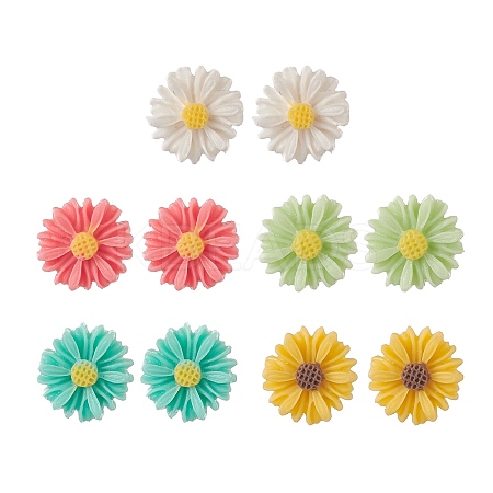 Resin Flower Stud Earrings EJEW-JE05230-1