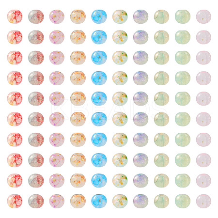 10 Colors Baking Painted Crackle Glass Bead Strands DGLA-TA0001-08A-1