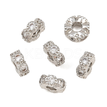 Brass Micro Pave Clear Cubic Zirconia Beads CU-CBA6A75-18P-1