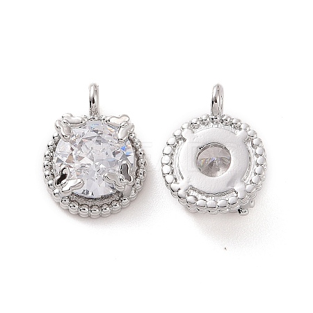 Brass Micro Pave Clear Cubic Zirconia Charms KK-E068-VF205-1