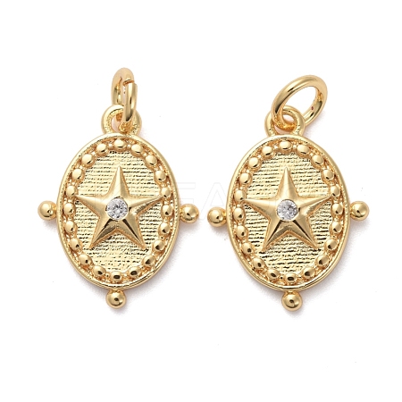 Brass Micro Pave Clear Cubic Zirconia Charms KK-I658-04G-1