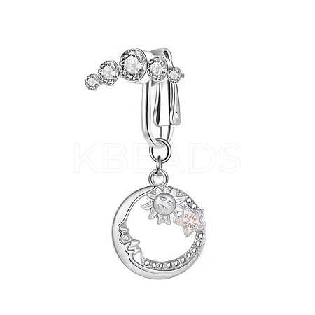 Brass Pave Clear Cubic Zirconia Clip on Belly Rings FS-WG683DA-06-1