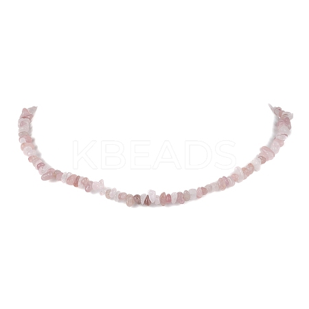 Natural Rose Quartz Chip Beaded Necklace NJEW-JN04616-03-1