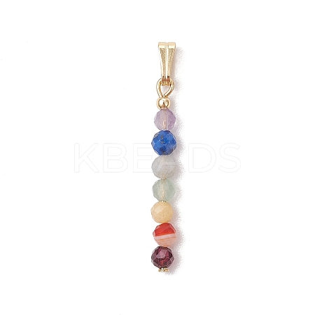 Chakra Natural Lapis Lazuli & Aquamarine & Green Aventurinee & Amethyst & Red Agate & Yellow Opal & Garnet Faceted Round Beaded Pendants PALLOY-JF03559-02-1