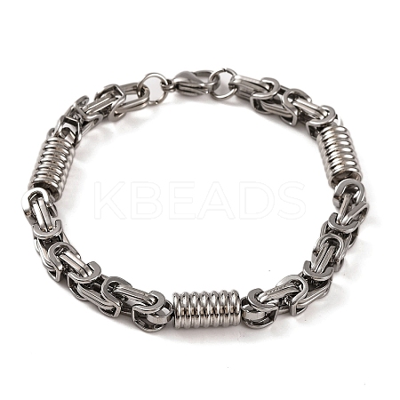 Tarnish Resistant 201 Stainless Steel Column Byzantine Chain Bracelets BJEW-B078-72P-1