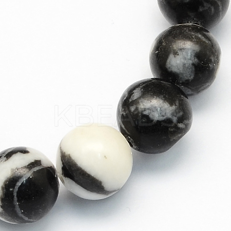 Natural Zebra Jasper Round Beads Strands G-S174-6mm-1