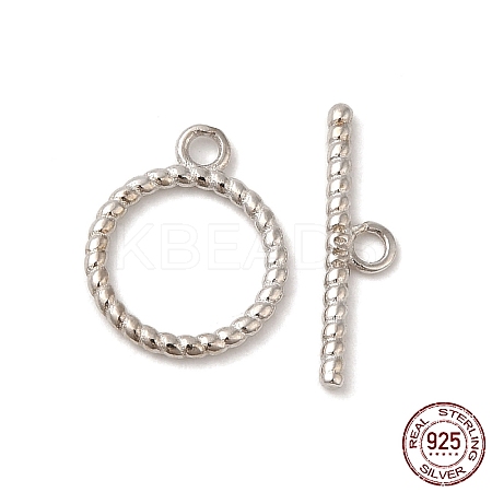 Rhodium Plated 925 Sterling Silver Toggle Clasps STER-G038-02P-1