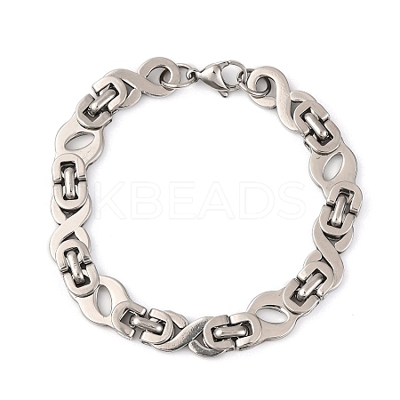 201 Stainless Steel Hollow Oval Byzantine Chain Bracelets BJEW-B078-145P-1-1