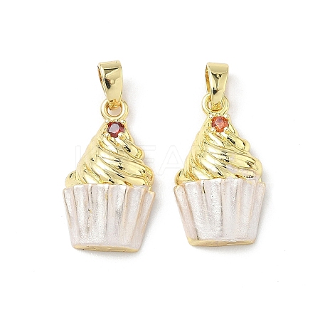 Brass Micro Pave Cubic Zirconia with Enamel Pendants KK-Z134-16G-01-1