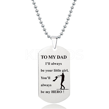 201 Stainless Steel To My Dad Dog Tag Pendant Ball Chain Necklaces FS-WG527E6-13-1