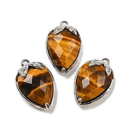 Natural Tiger Eye Faceted Pendants G-M431-06P-11-1