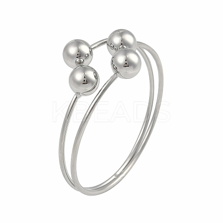 Round Brass Open Cuff Torque Bangles for Women BJEW-Z074-03P-1