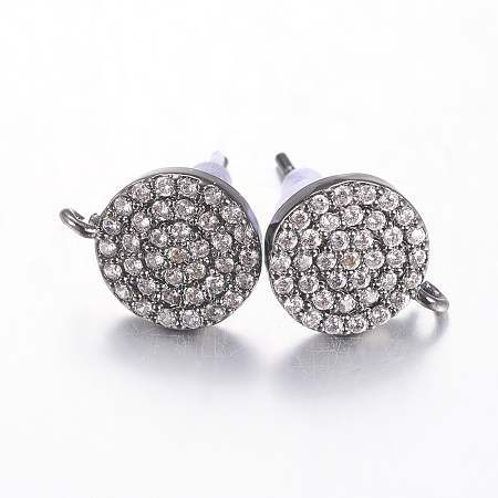 Brass Micro Pave Cubic Zirconia Stud Earring Findings LS-ZIRC-E132-13A-B-1
