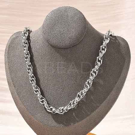 304 Stainless Steel Rope Chain Necklaces for Women Men NJEW-A033-04A-P-1