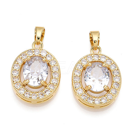 Brass Micro Pave Cubic Zirconia Pendants KK-N254-234G-1