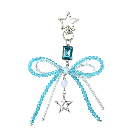Alloy Glass Chip Pendant Decoration HJEW-FZ00040-1