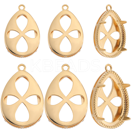 10Pcs 2 Styles Brass Pendant Rhinestone Settings KK-BBC0008-53-1