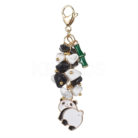 Panda Alloy Enamel Pendant Decorations HJEW-JM01275-01-1