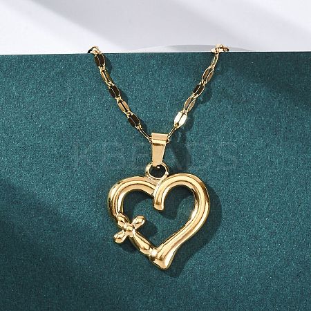 201 Stainless Steel Pendant Necklace for Women NJEW-F335-02G-02-1