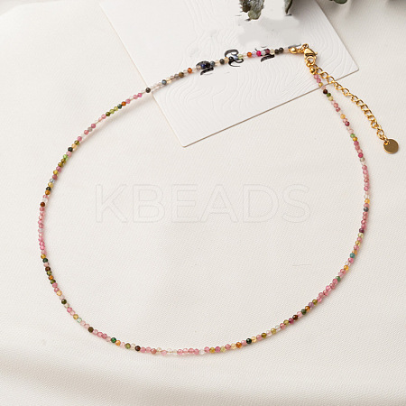 Natural Morganite Faceted Round Beaded Necklaces GJ4349-5-1