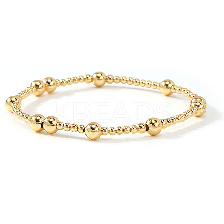 Brass & Glass Beads Stretch Bracelets LM8545-3-1