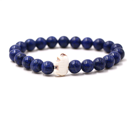Natural Sodalite & Synthetic Turquoise Beads Stretch Bracelets for Men Women QO0012-8-1