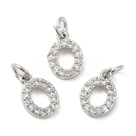 Brass Micro Pave Grade AAA Cubic Zirconia Charms ZIRC-P067-11P-O-NR-1