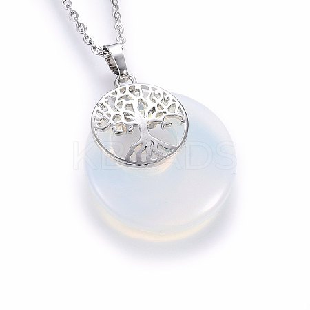 Opalite Flat Round Pendants G-I357-A10-1