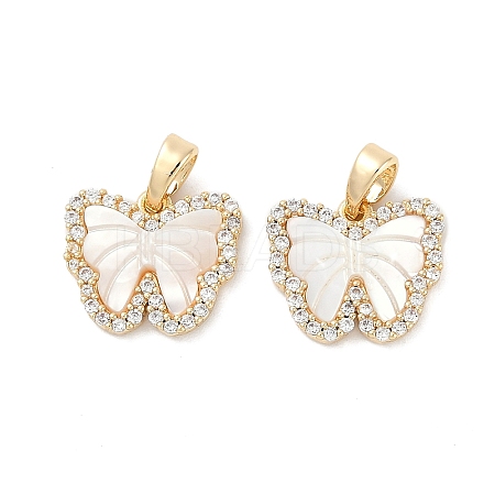 Natural White Shell Butterfly Charms KK-U043-24G-1