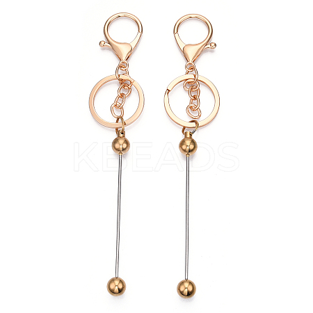 Electroplate Alloy and Brass Bar Beadable Keychain for Jewelry Making DIY Crafts DIY-YW0007-57G-1