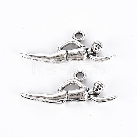Tibetan Style Alloy Pendants TIBEP-N008-071AS-RS-1