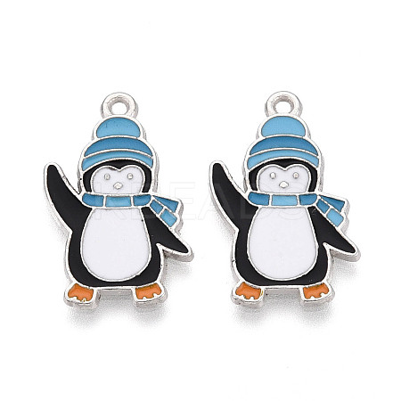 Rack Plating Alloy Enamel Penguin Pendants ENAM-T024-66A-P-1