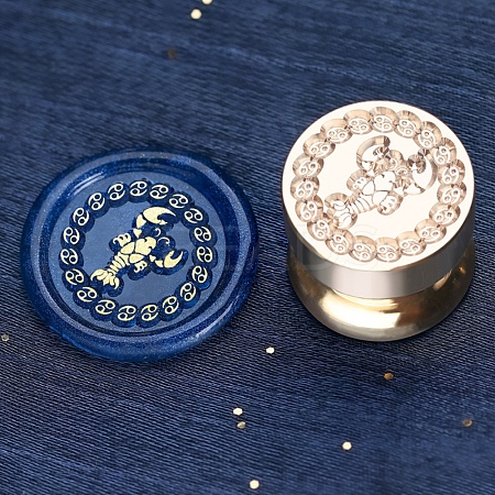 Golden Tone Round Wax Seal Brass Stamp Heads AJEW-S087-02G-04-1