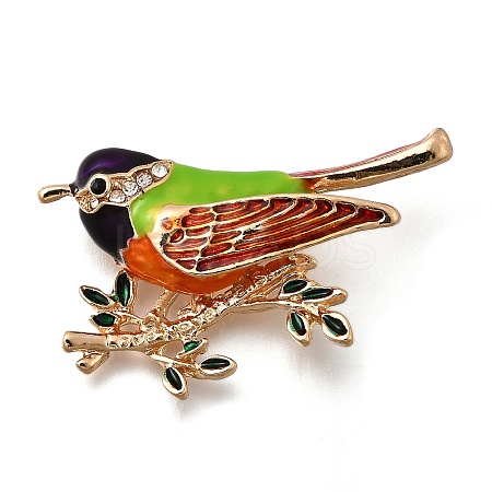 Bird Zinc Alloy Rhinstone Brooches JEWB-V001-04A-1