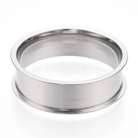 201 Stainless Steel Grooved Finger Ring Settings STAS-WH0047-8mm-28S-1