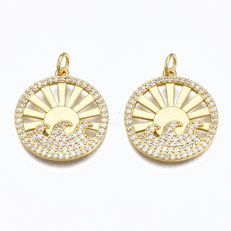 Brass Micro Pave Clear Cubic Zirconia Pendants ZIRC-N039-125-NF-1