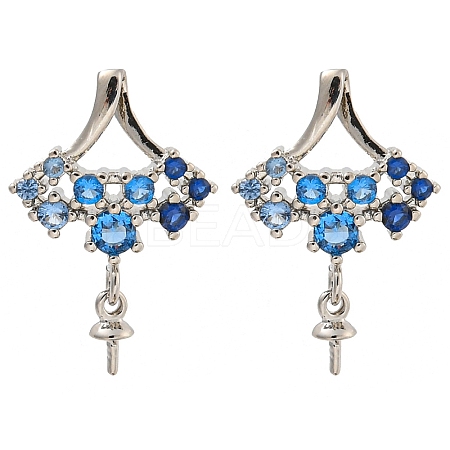 Rack Plating Brass Micro Pave Clear Cubic Zirconia Studs Earrings Finding KK-T072-13P-02-1