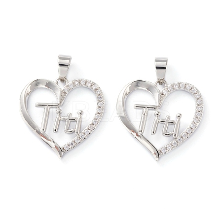 Brass Micro Pave Clear Cubic Zirconia Pendants ZIRC-Z007-12P-1