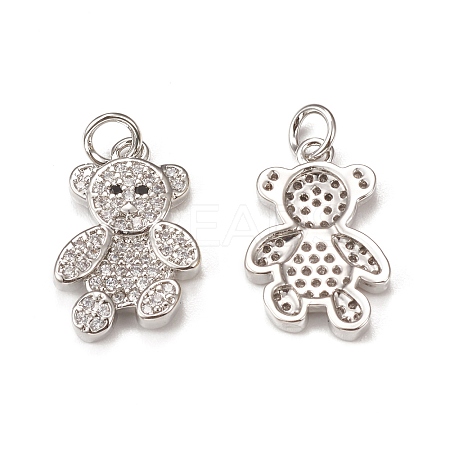 Brass Micro Pave Cubic Zirconia Bird Pendants KK-E068-VB309-1