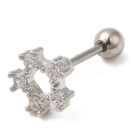 Brass Micro Pave Clear Cubic Zirconia Stud Earrings LS-EJEW-L265-05P-1