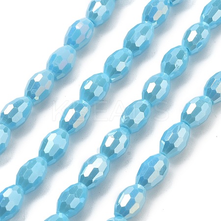 Electroplate Glass Beads Strands EGLA-A037-P6x8mm-B06-1