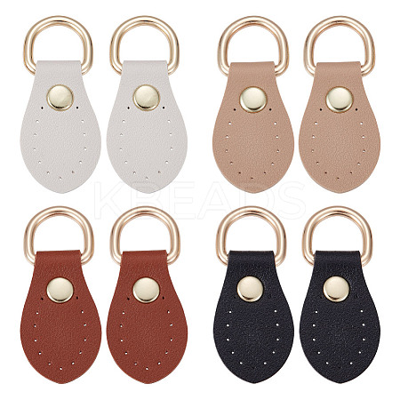 8 Pairs 4 Colors PU Leather Handle Snap Buckles HJEW-DR0001-10-1