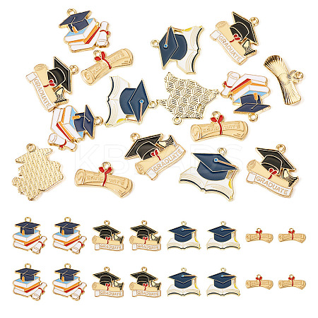 16Pcs 4 Styles Graduation Season Alloy Enamel Pendants FIND-TA0005-01-1