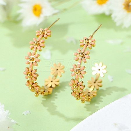 304 Stainless Steel Enamel Stud Earrings EJEW-S226-02G-02-1