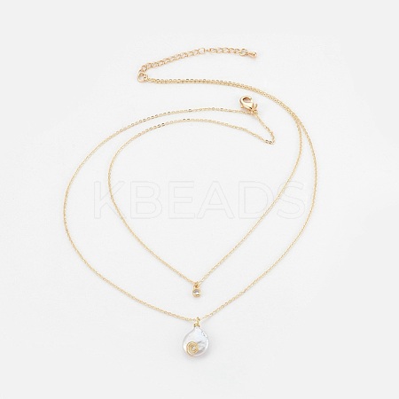 Natural Baroque Pearl Keshi Pearl Tiered Necklaces NJEW-JN02255-03-1