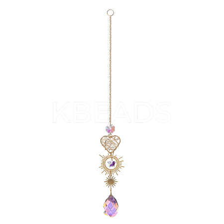 Cone Glass Big Pendant Decorations DJEW-PW0017-10C-1