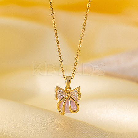 Brass Micro Pave Clear Cubic Zirconia with Enamel Pendant Necklaces for Women FS-WG014CD-08-1