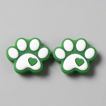 Dog Paw Print Food Grade Eco-Friendly Silicone Beads LS-SIL-WH0008-45A-1