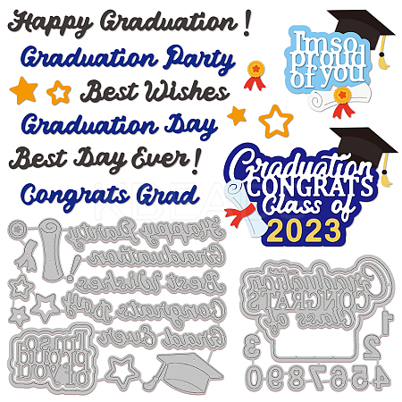 2Pcs 2 Styles Graduation Season Theme Carbon Steel Cutting Dies Stencils DIY-WH0309-876-1